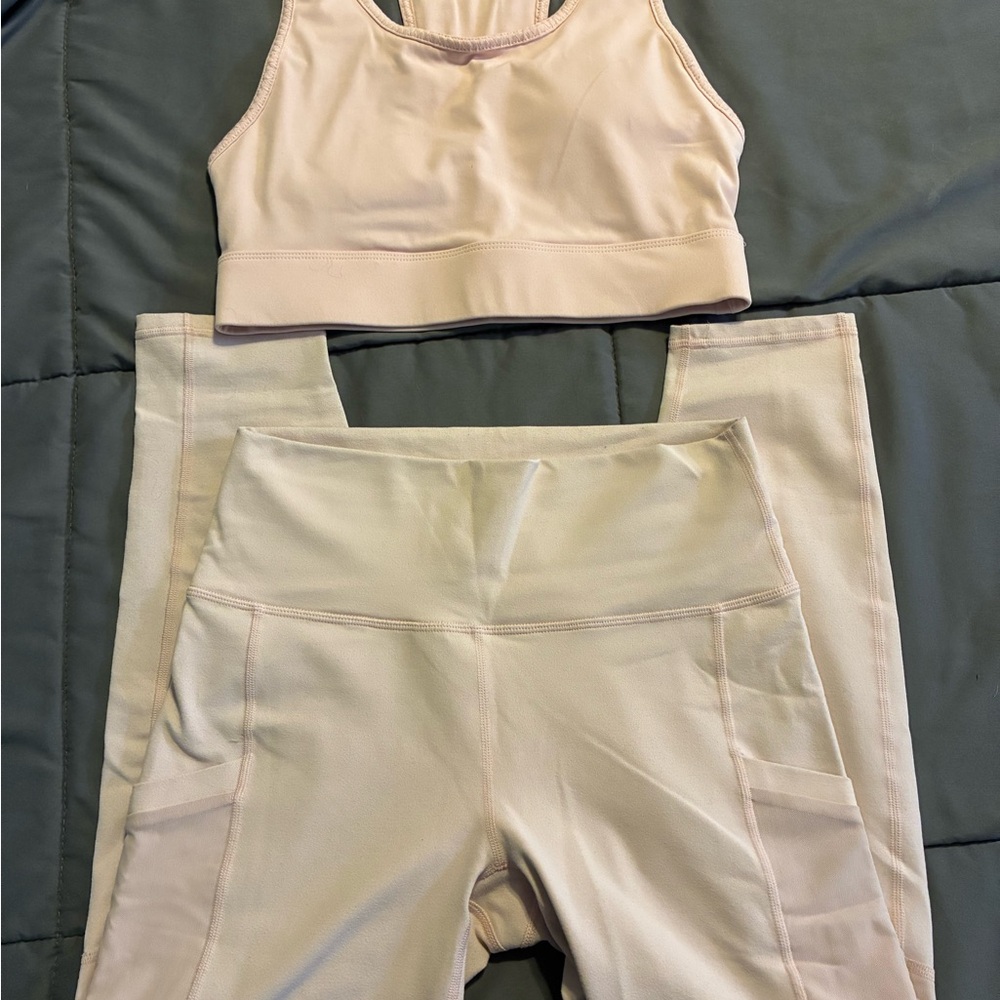 Fabletics Light Pink / Cream Leggings and Top Set